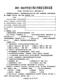 河南省周口市2023-2024学年六年级下学期期末检测语文试卷