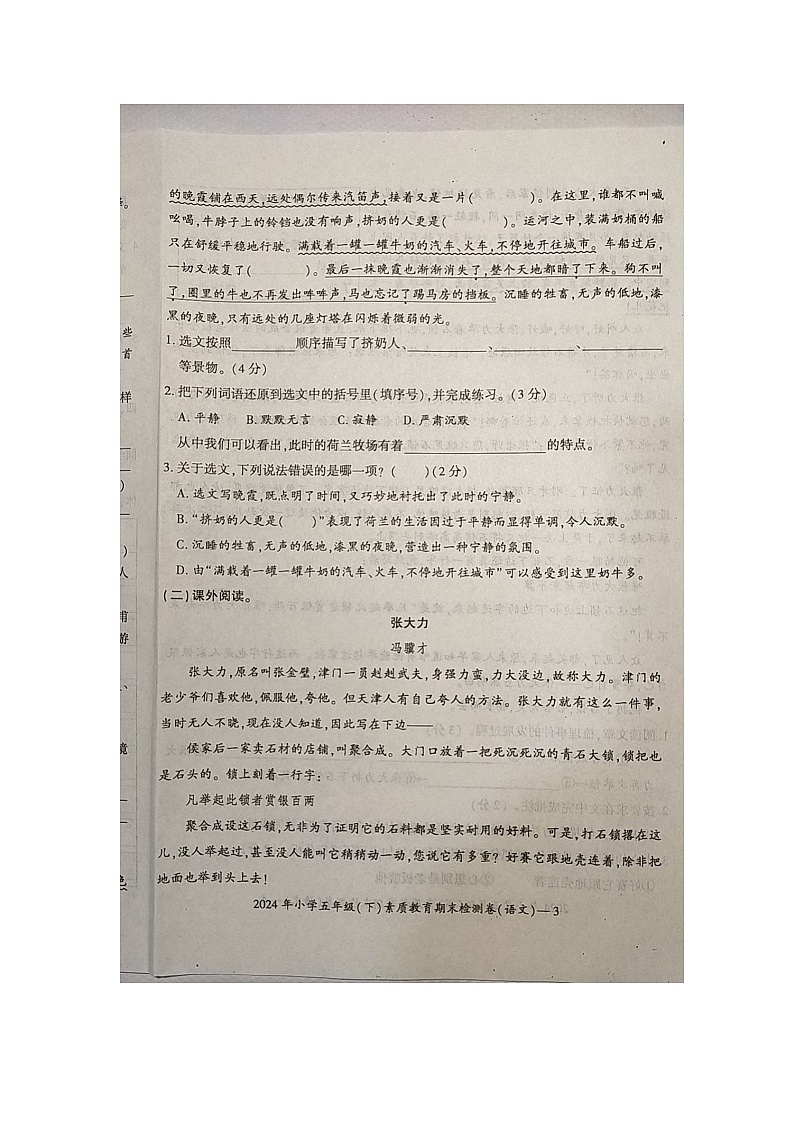 湖南省邵阳市大祥区2023-2024学年五年级下学期6月期末语文试题03