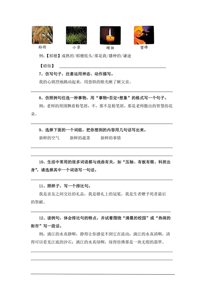 [语文]考点10仿写句子—统编版2024年小升初专题训练(有答案)第3页