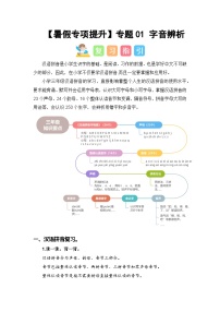 专题01 字音辨析-2024年三升四语文暑假专项提升（统编版）