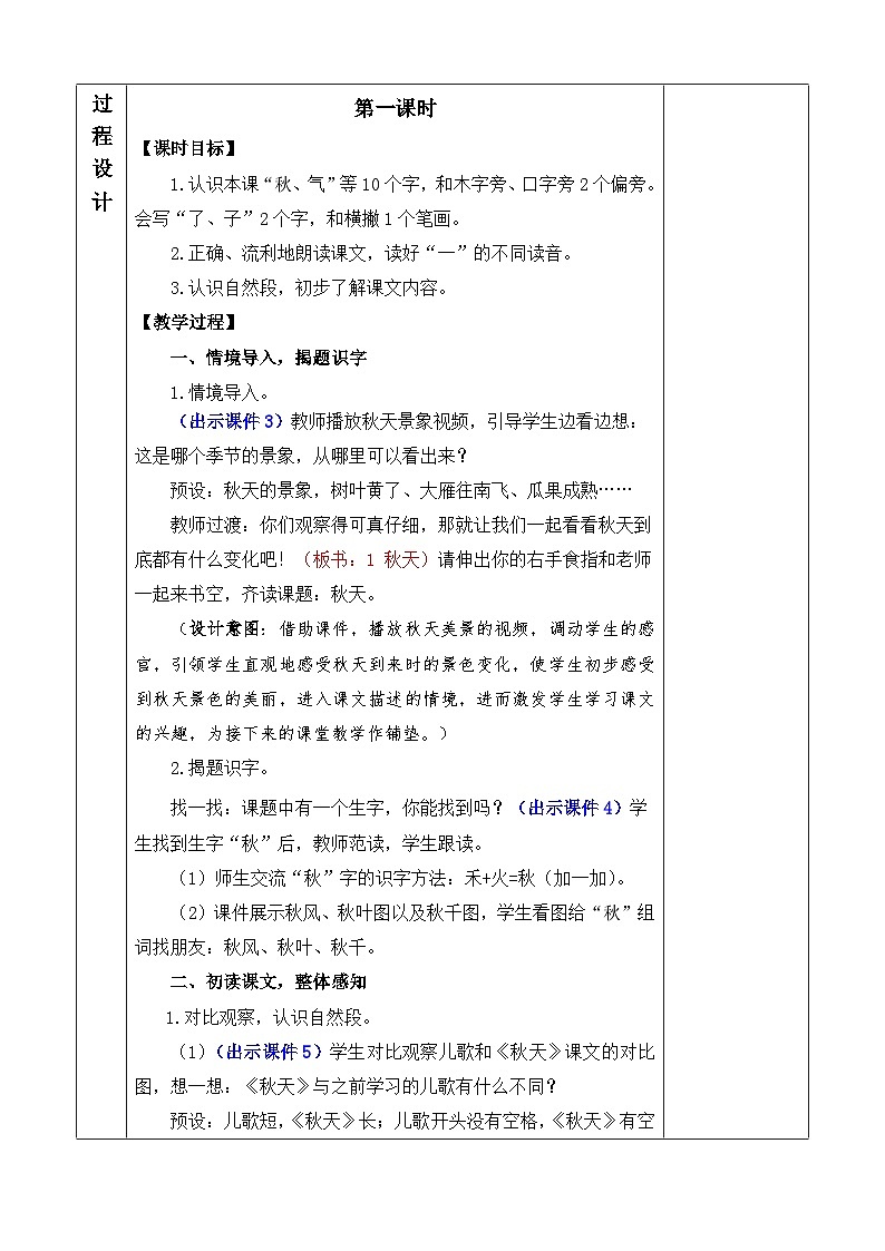 【核心素养】部编版小学语文一年级上册-1 秋天-课件+教案+同步练习（含教学反思）02