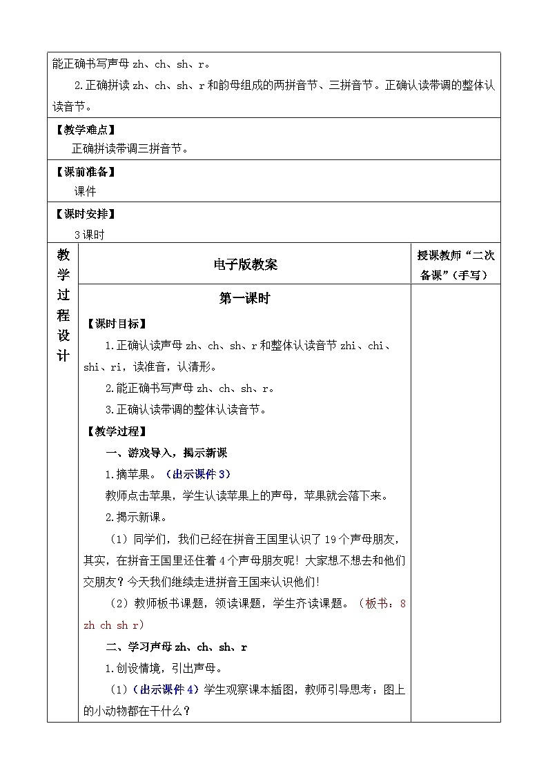【核心素养】部编版小学语文一年级上册汉语拼音8 zh ch sh r课件+教案+同步练习（含教学反思）02