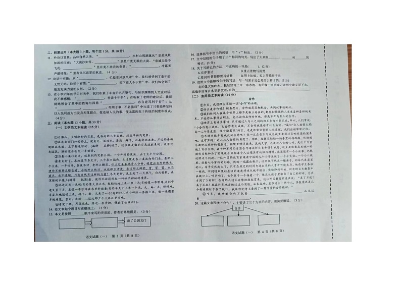 吉林省长春市榆树市2023-2024学年六年级下学期7月期末语文试题02