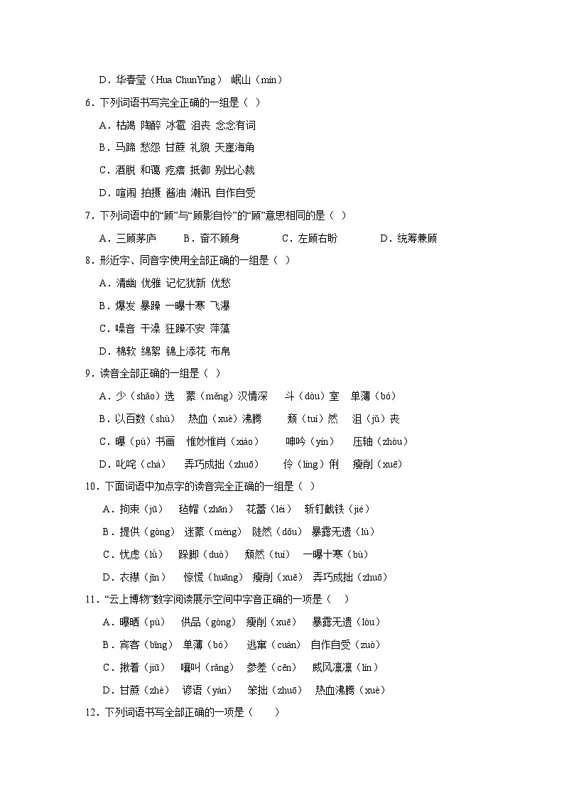 Day01：字音字形大突破-2024年五升六暑假作业语文全能训练营02