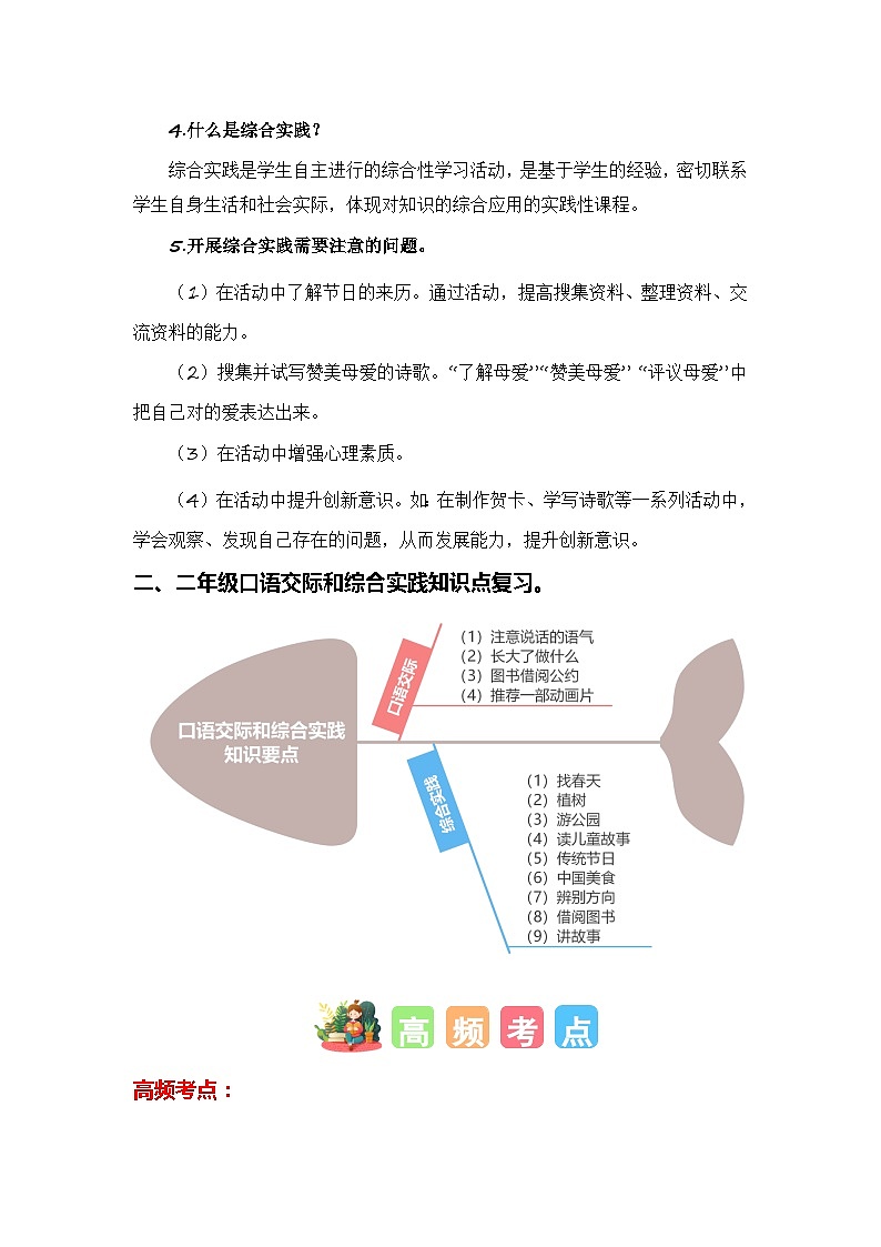 2024年二升三语文暑假专题训练 专题11 口语交际和综合实践03