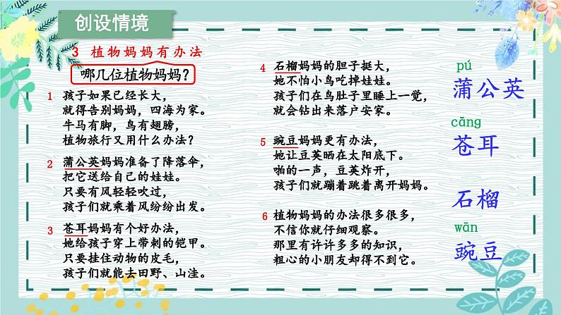 编版版语文二年级上册 3 植物妈妈有办法 第一课时 教学课件02