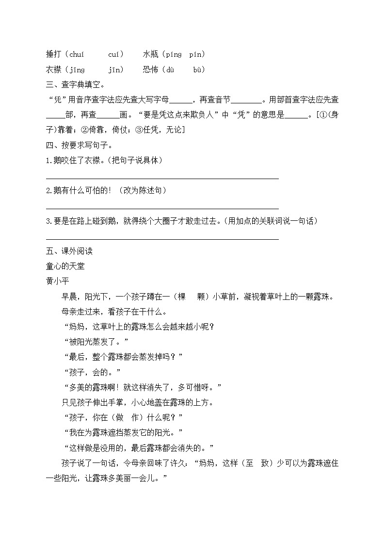 【教-学-评一体化】四年级上册备课包-18.牛和鹅（课件+教案+学案+习题）03