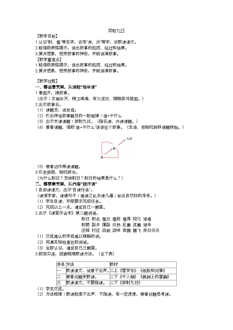 二下羿射九日教学设计01