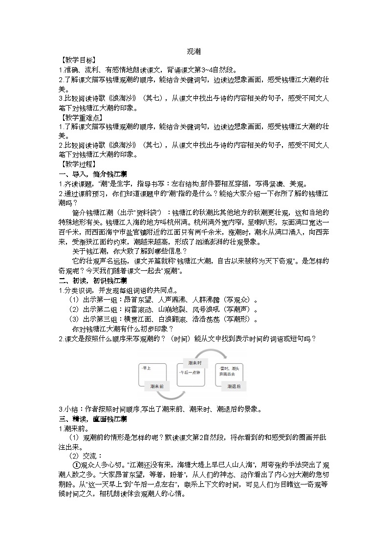 四上《观潮》教学设计第1页