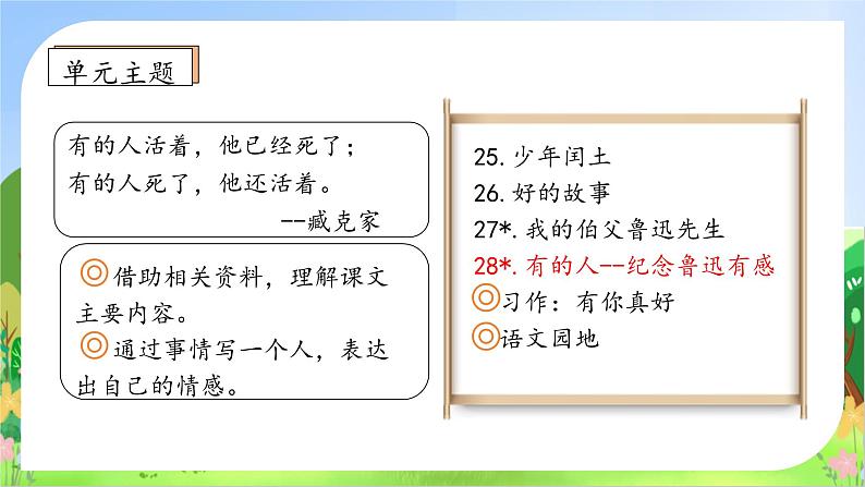 【教-学-评一体】统编版六年级语文上册-28.有的人--纪念鲁迅有感（课件+教案+学案+习题）04