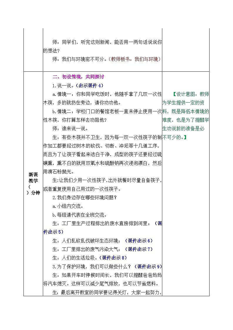 部编版五四学制四年级上册口语交际：我们与环境1教案第2页