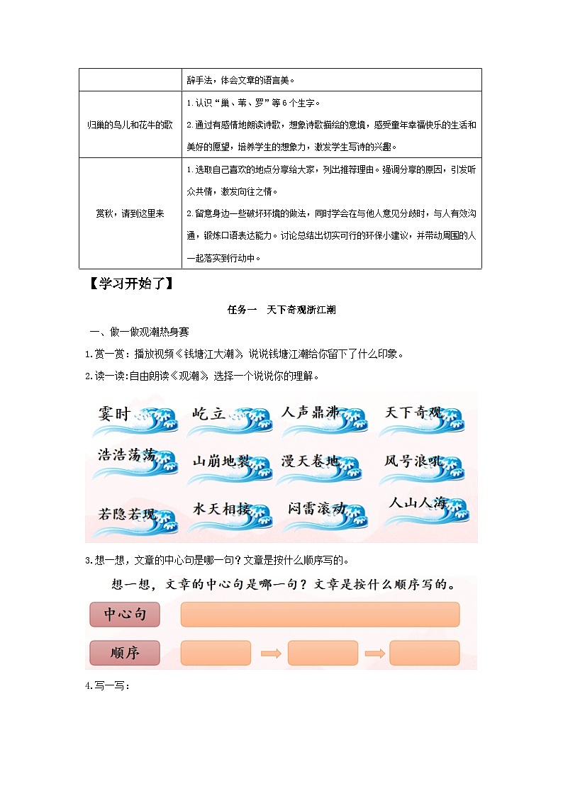 【大单元教学】人教部编版语文四上第一单元（单元整体课件+教学设计+作业设计）02