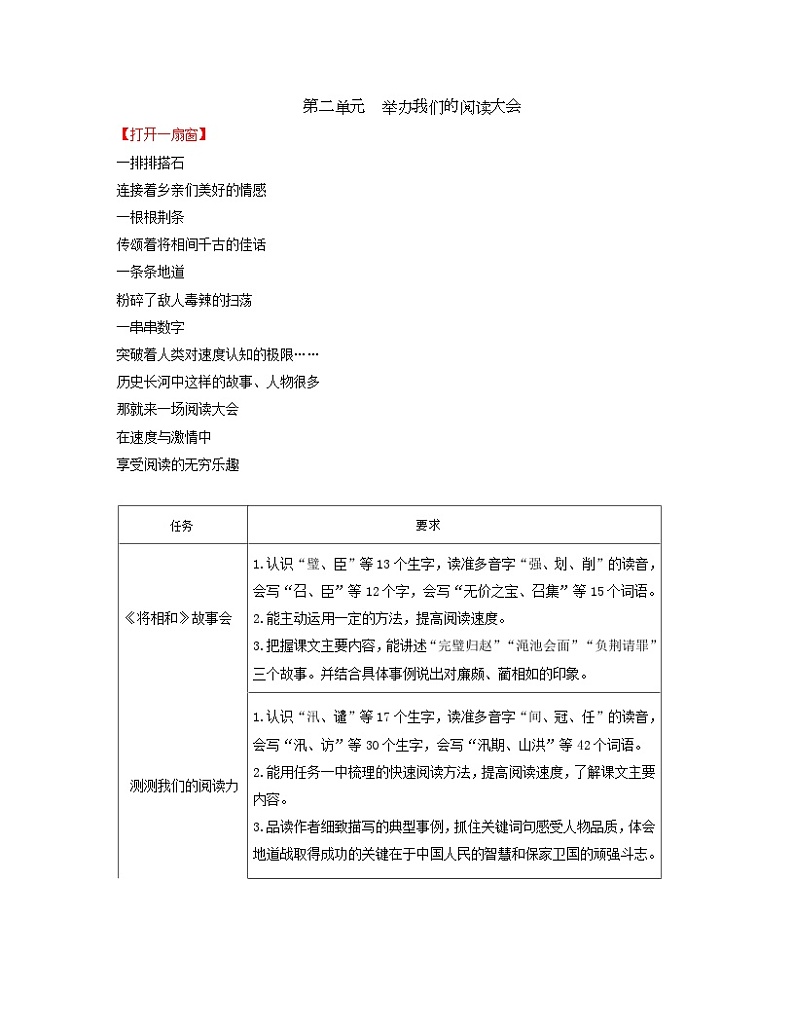 【大单元教学】人教部编版语文五上第二单元（单元整体课件+教学设计+作业设计）01