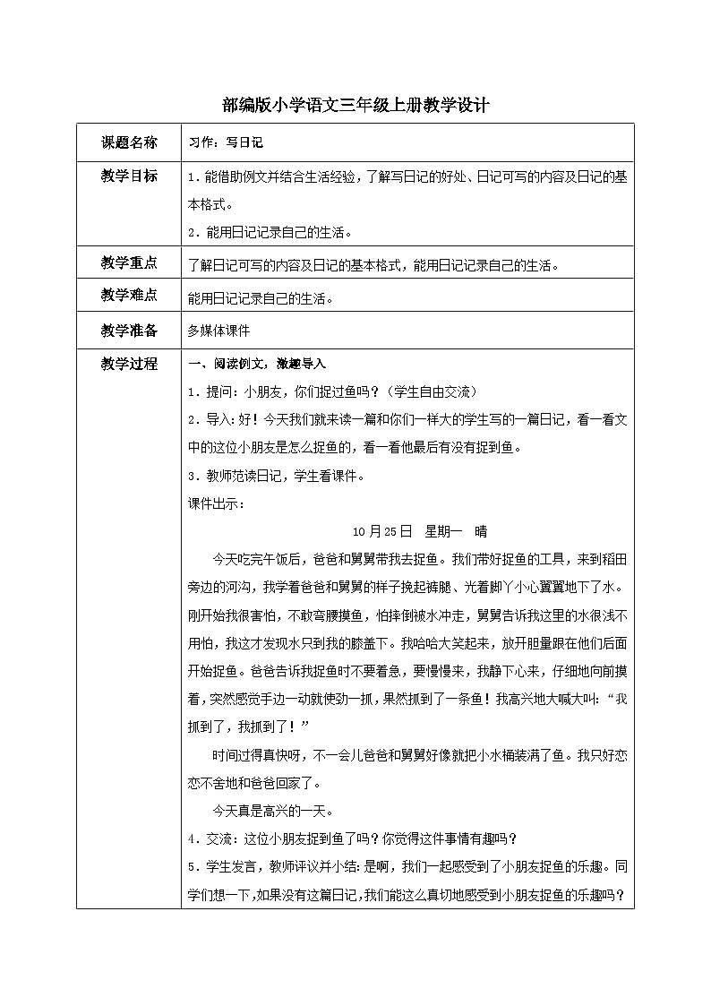 部编版小学语文三上 第2单元习作.写日记 课件+教案01
