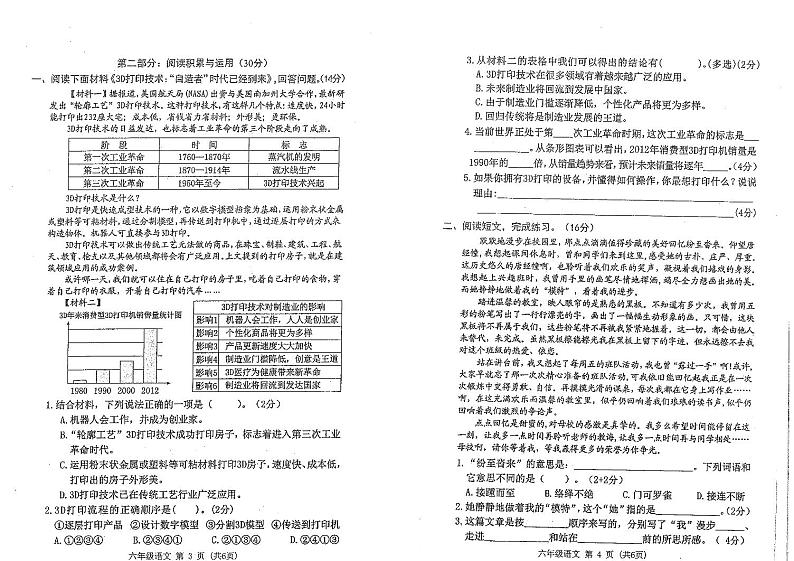 广东省东莞市东城区2022-2023学年六年级下学期期末语文试卷第2页
