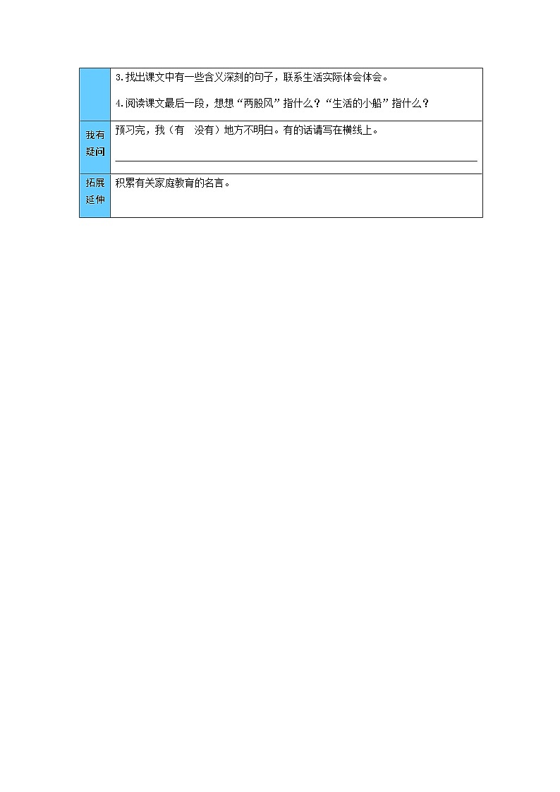统编版语文五年级上册 20 “精彩极了”和“糟糕透了” 预习单（word版有答案）第2页