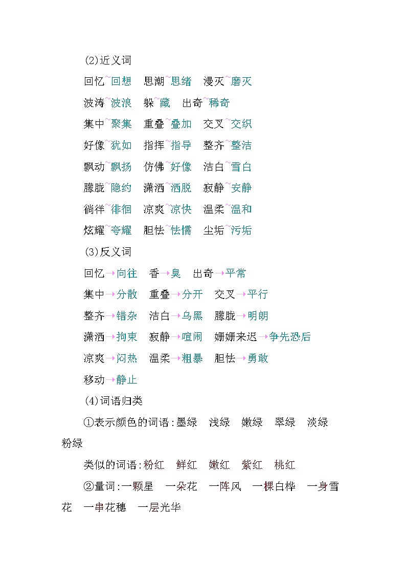 部编版4升5语文第三单元知识小结学案02