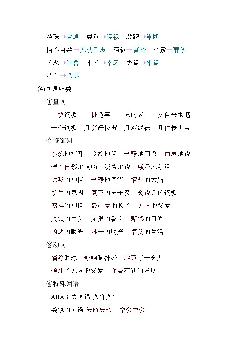 部编版5升6语文第四单元知识小结学案03