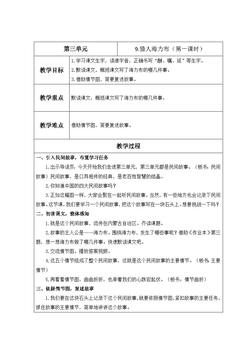 【核心素养】部编版语文五上 9《猎人海力布》课件+教案+课文朗读01