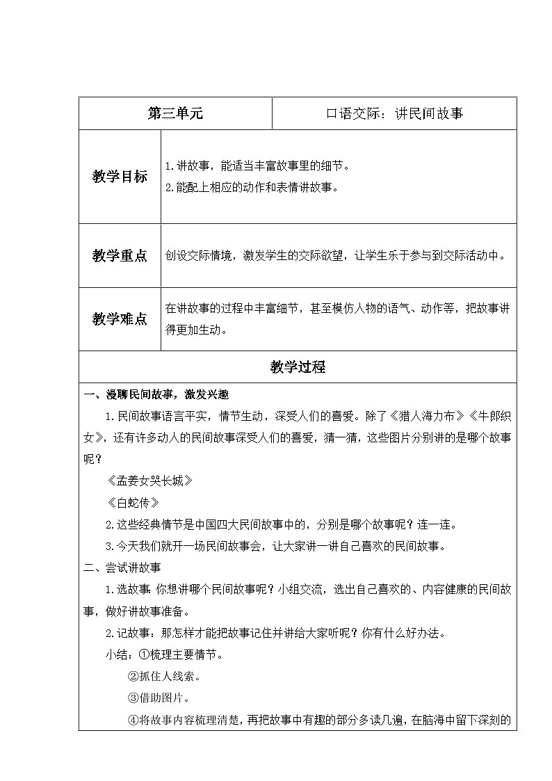 【核心素养】部编版语文五上 《口语交际：讲民间故事》课件+教案+课文朗读01