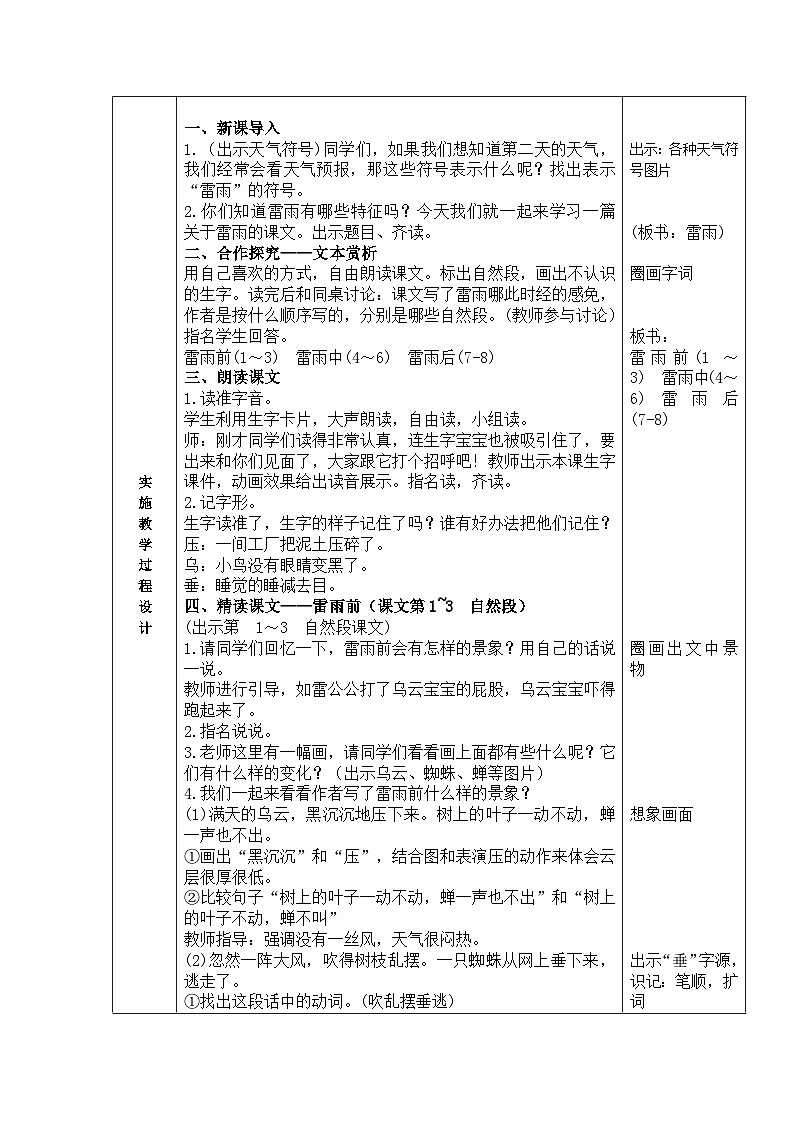 人教部编版语文二年级下册 16课《雷雨》 教案02