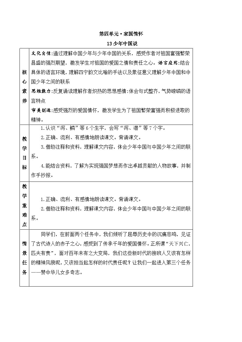 【新课标-核心素养】部编版语文五上 13《少年中国说（节选）》课件+教案+音视频素材01