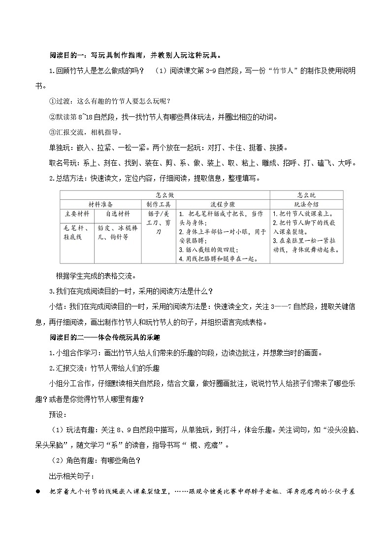 部编版六上语文第10课《竹节人》（第二课时）（教学设计）第2页