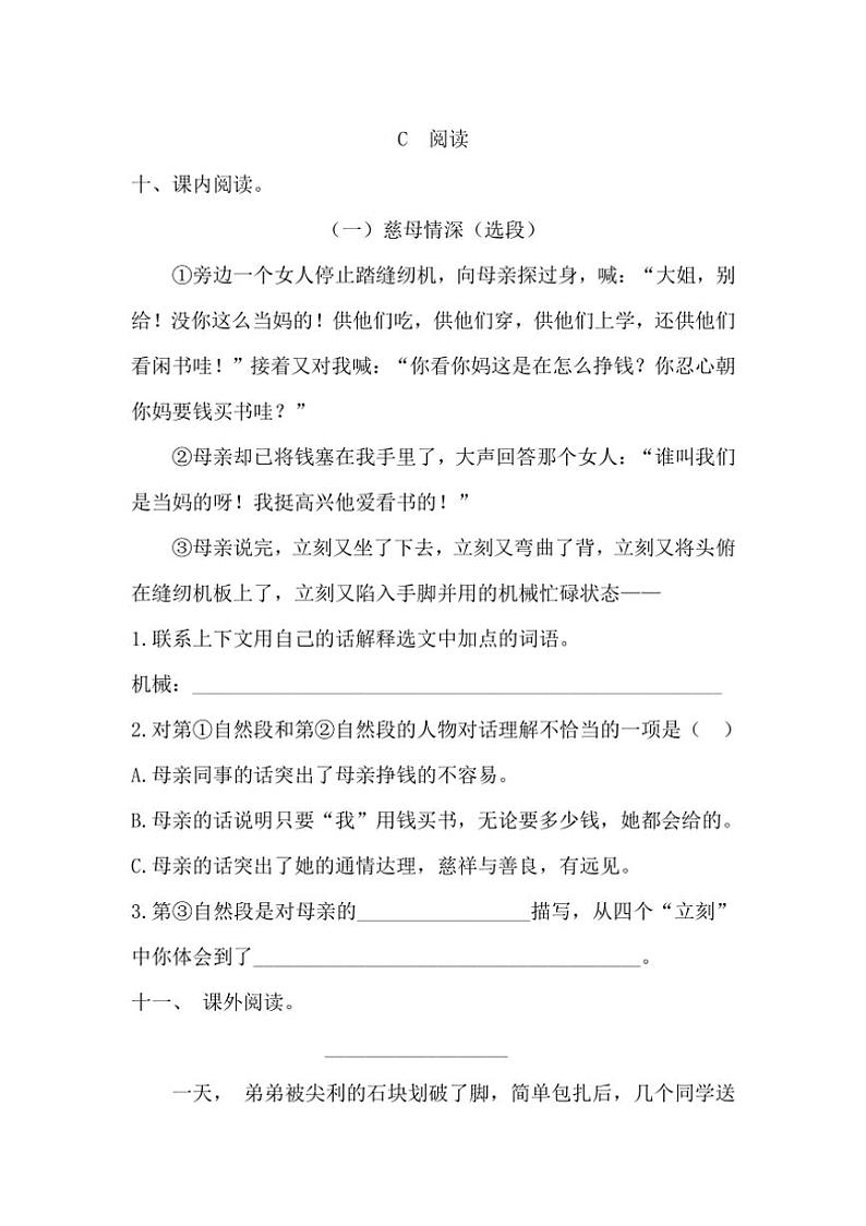 统编版五年级语文上册第6单元单元测验卷（含答案）第3页