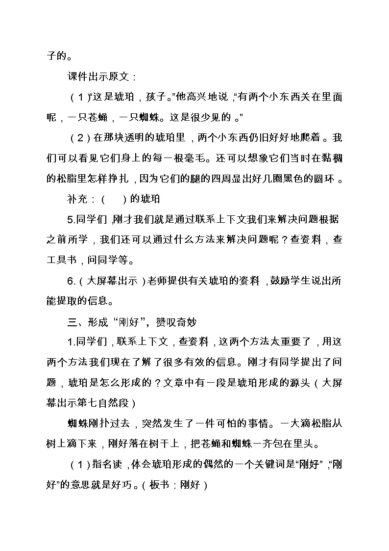 5.琥珀（教学设计）2024-2025学年统编版语文四年级下册02