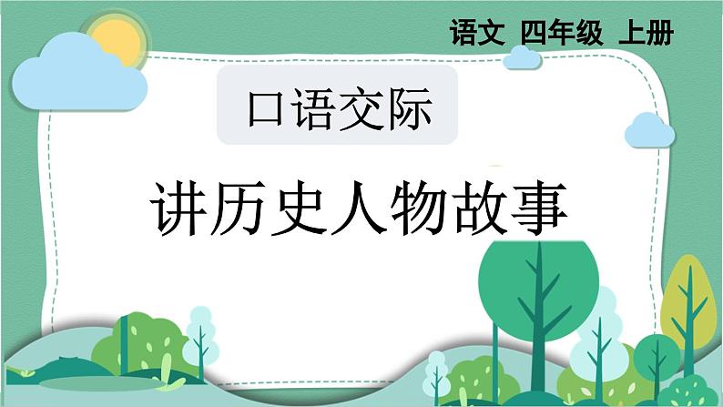 部编版小学语文四年级上册八单元口语交际讲历史人物故事课件+教案01