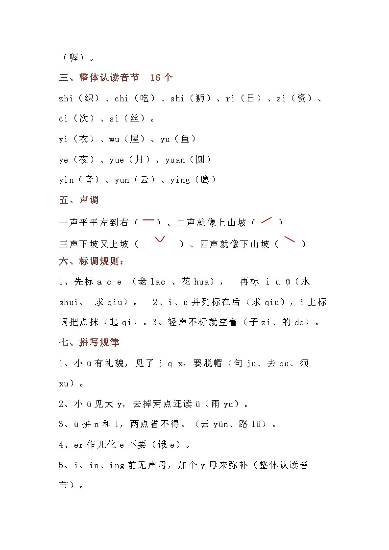 小学语文汉语拼音知识总结第2页