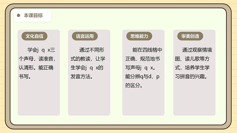 【核心素养】统编版一上语文 3.6 j q x.（第一课时）课件+教案03