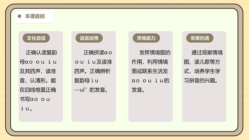 【核心素养】统编版一上语文 4.11 ɑo ou iu（第一课时）    课件+教案03