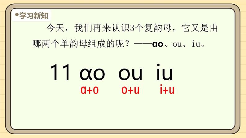 【核心素养】统编版一上语文 4.11 ɑo ou iu（第一课时）    课件+教案05