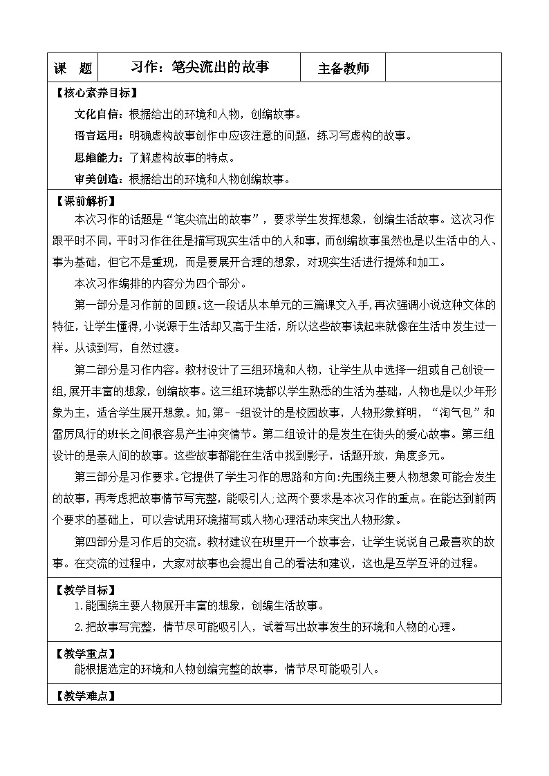 统编版（2024）六年级语文上册习作：笔尖流出的故事 优质版教案01