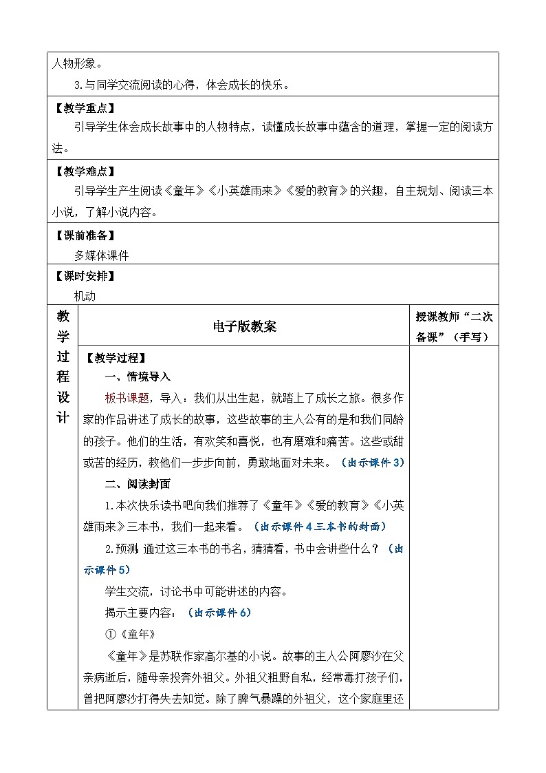 统编版（2024）六年级语文上册快乐读书吧：笑与泪，经历与成长 优质版教案第2页