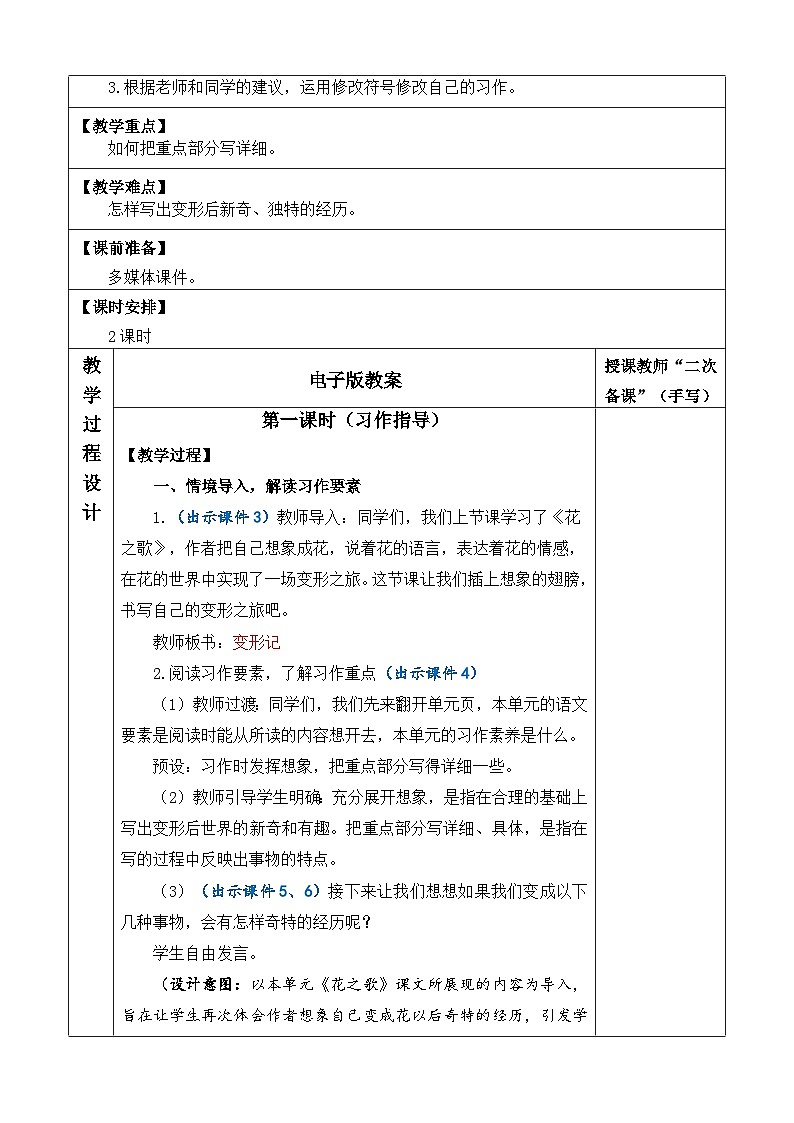 统编版（2024）六年级语文上册习作：变形记 优质版教案第2页