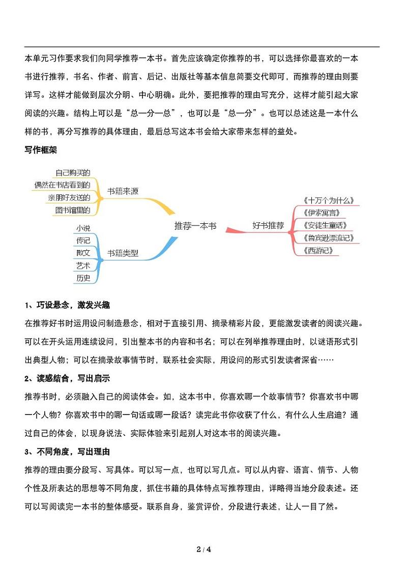 人教版语文五年级上册第八单元《推荐一本书》教材同步作文练习02