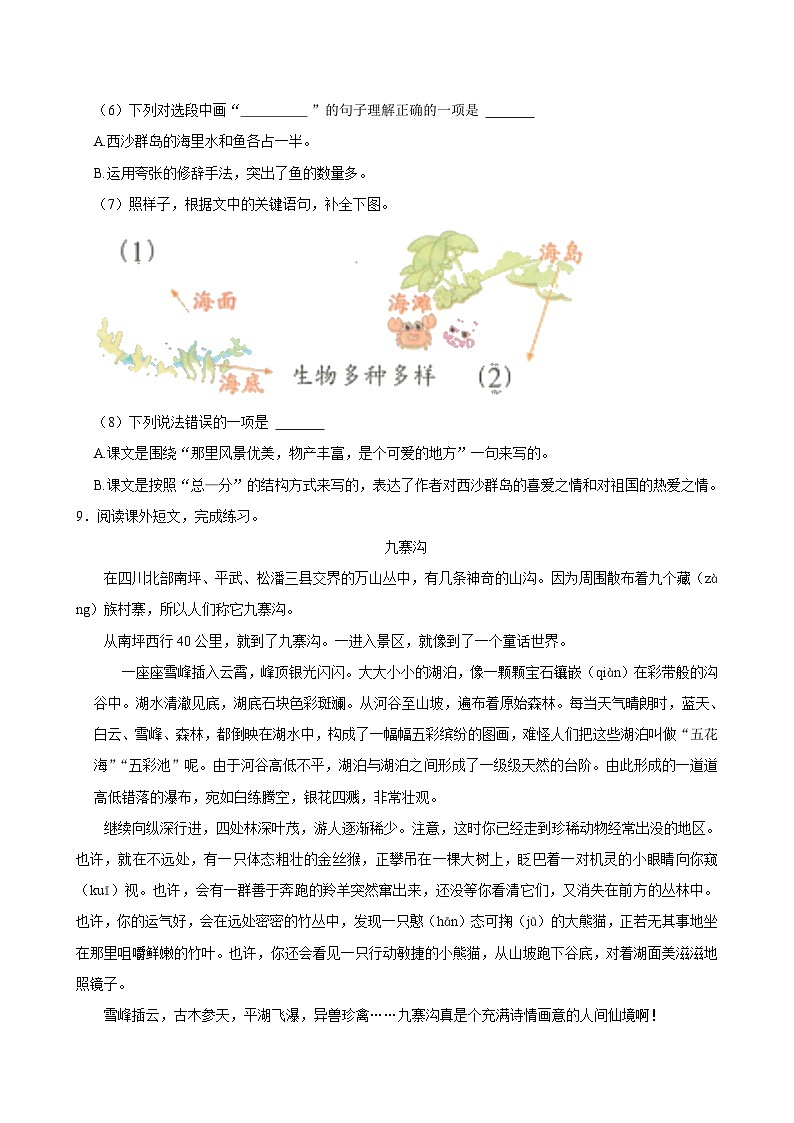 第六单元练习卷 （基础练习）2024-2025学年三年级上册语文统编版03