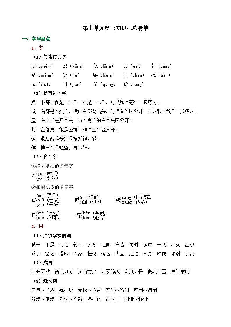 第七单元核心知识汇总清单第1页