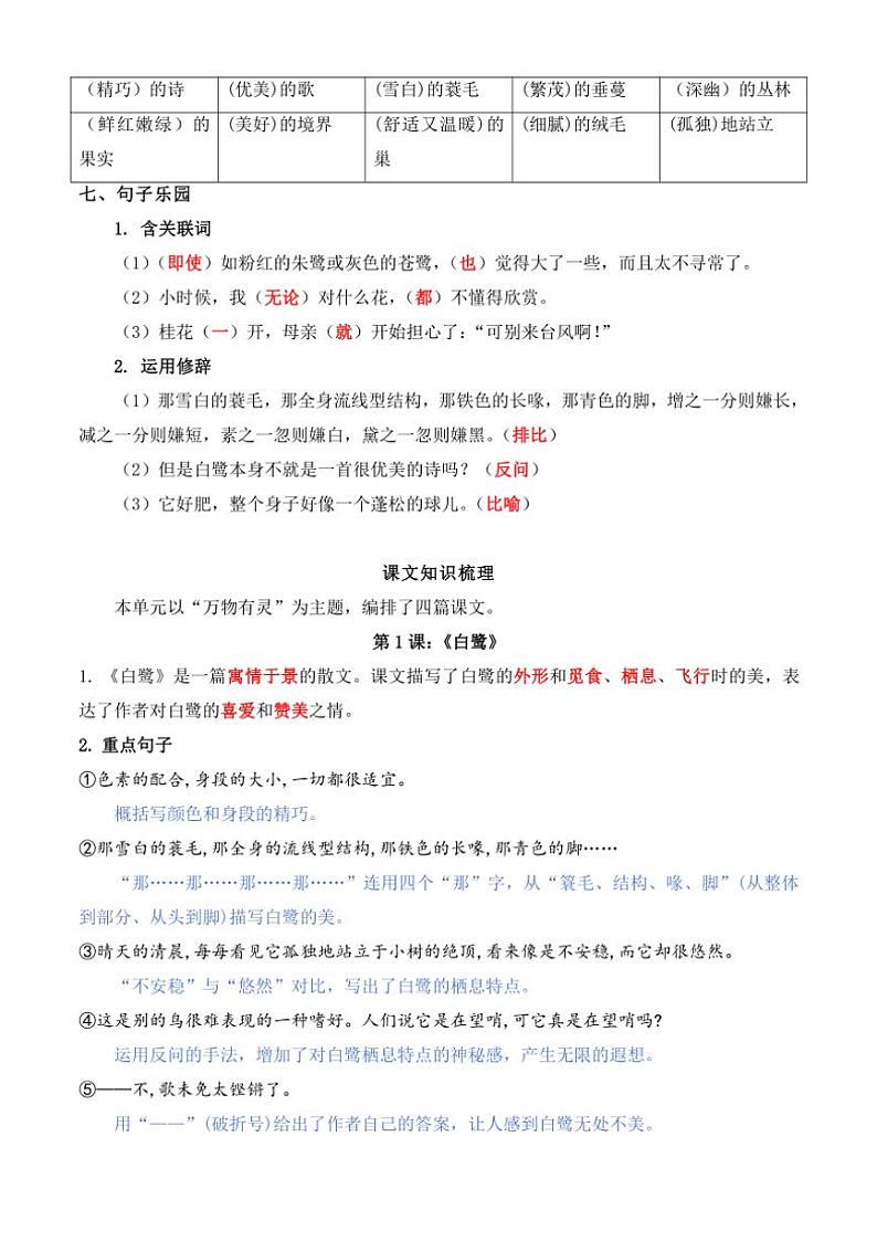 统编版五年级语文上册第一单元知识点梳理 素材02