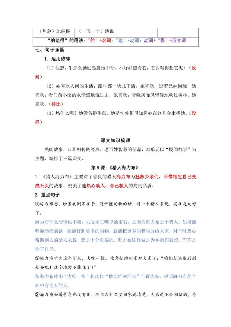 统编版五年级语文上册第三单元知识点梳理 素材02