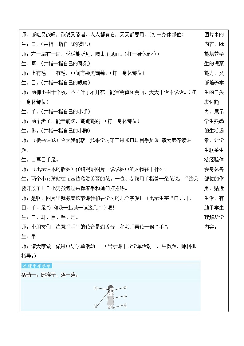 统编版2024（秋）语文一上 识字3《口耳目手足》课件+教案+音视频素材02