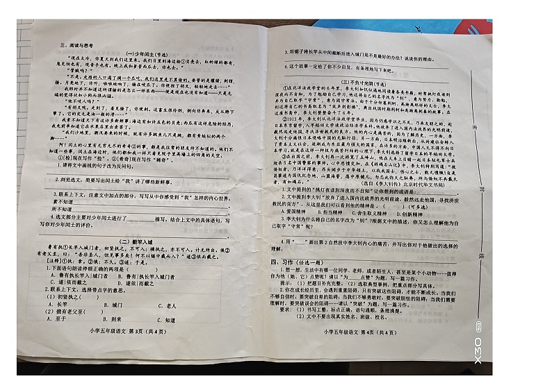 山东省威海市环翠区2022-2023学年五年级下学期期末质量检测语文试题及答案第2页