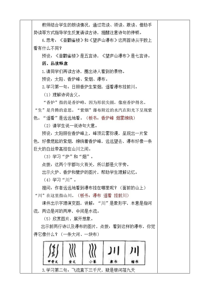 《望庐山瀑布》优质教案第2页