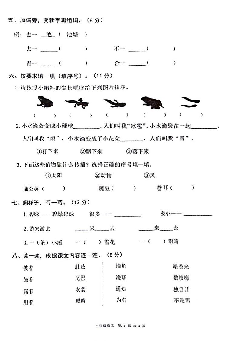 广东省湛江市廉江市2024-2025学年二年级上学期第一次月考语文试题第2页