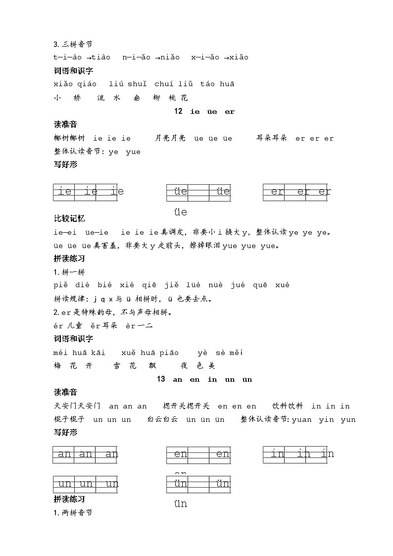 统编版（2024）一年级上册语文第四单元核心考点清单学案第2页