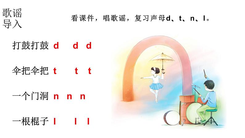 小学语文新部编版一年级上册 第二单元第四课《d t n l》第二课时教学课件（2024秋）第2页