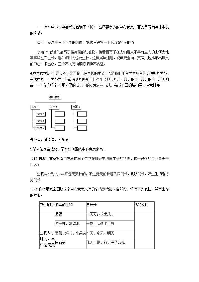 六上夏天里的成长教学设计第2页