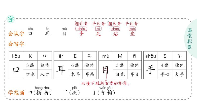 小学语文新部编版一年级上册第一单元作业课件（2024秋）第8页